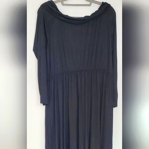 Fisoul Black Maxi DRESS With A Detailed Collar and Cinched Waist 2XL NWT